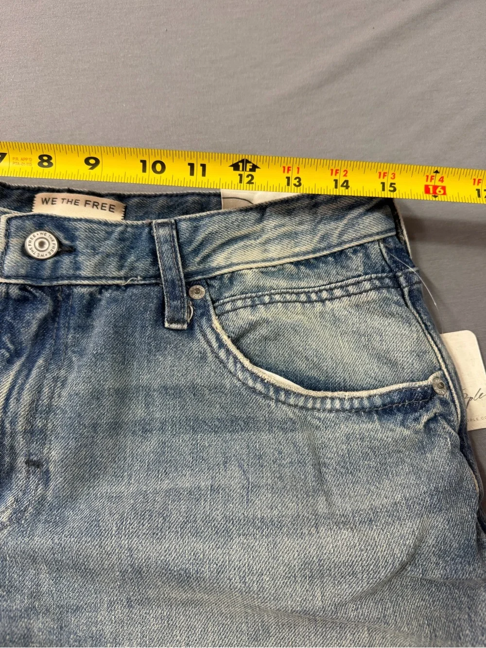 Free People Solana Low Rise Long Denim Shorts 33 NWT